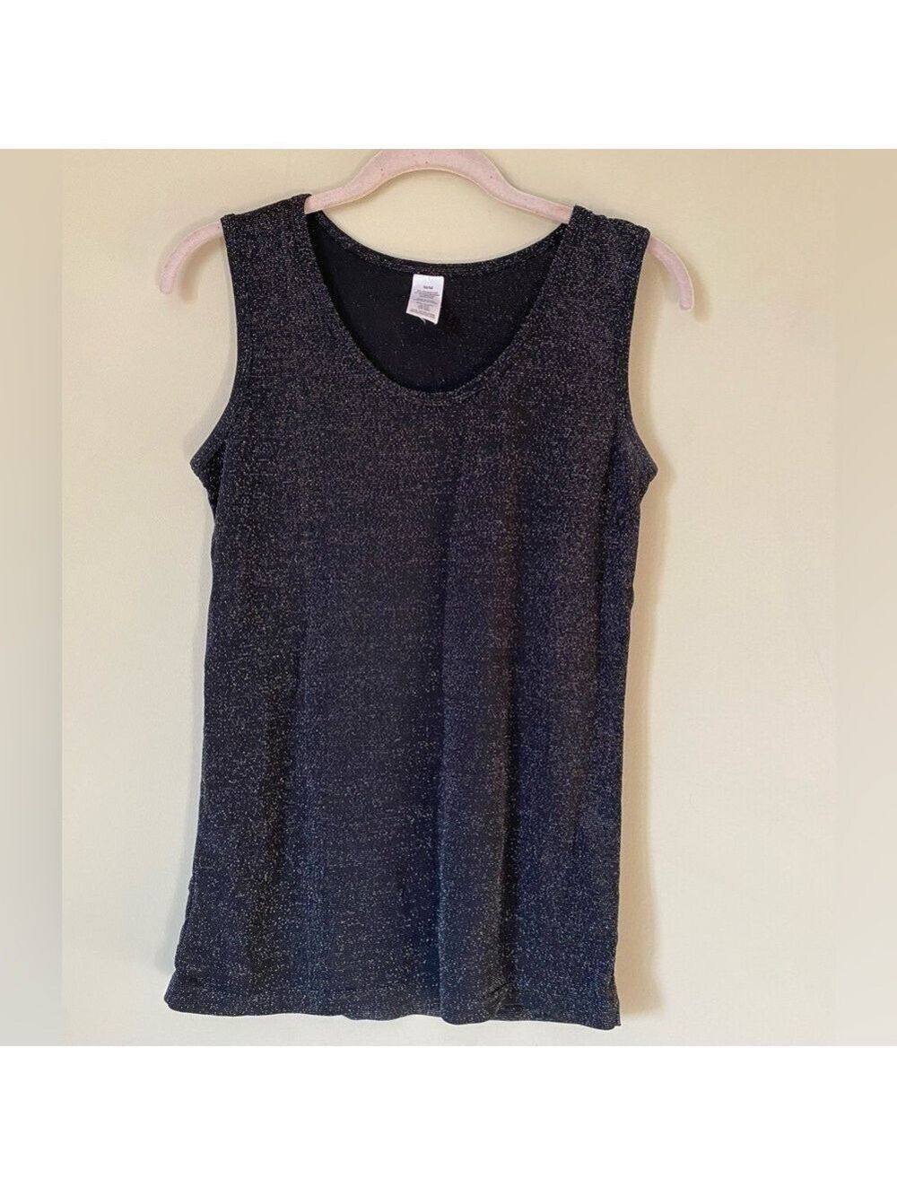 Avon Black Tank With Silver Metallic Thread M